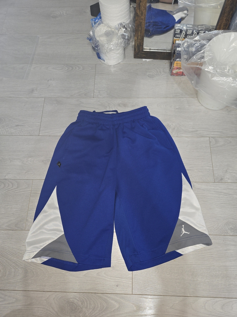 Nike Jordan Brand Mesh Basketball Shorts Royal Blue White Grey Size Small